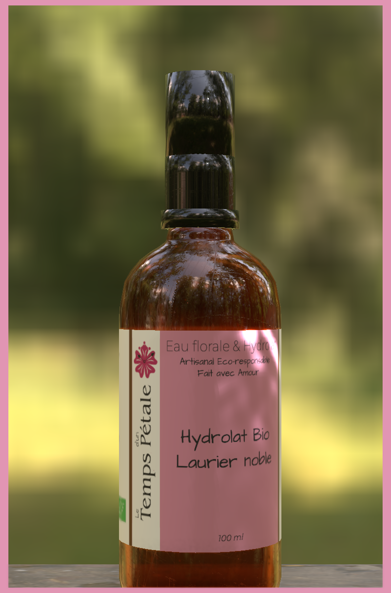 Flacon d'hydrolat bio. Laurier noble