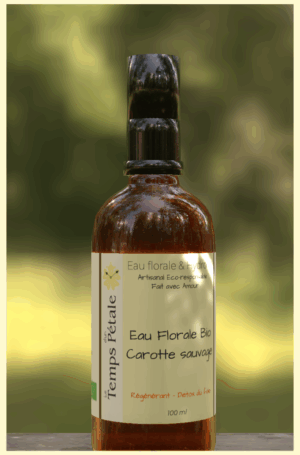 Flacon d'hydrolat bio. Eau florale Carotte